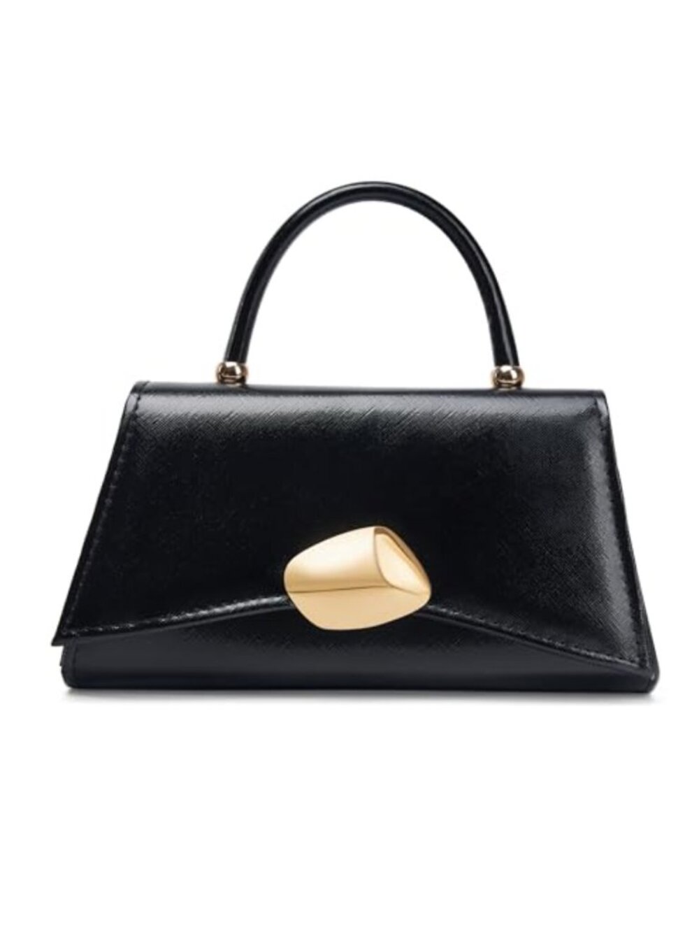 Metallic Textured PU Leather Top-Handle Handbag Anti Theft Evening Clutch